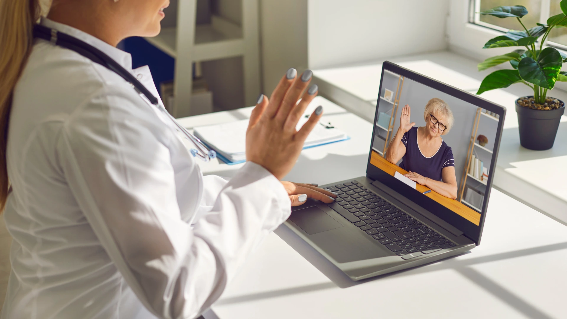 Patient on video call with telemedicine provider