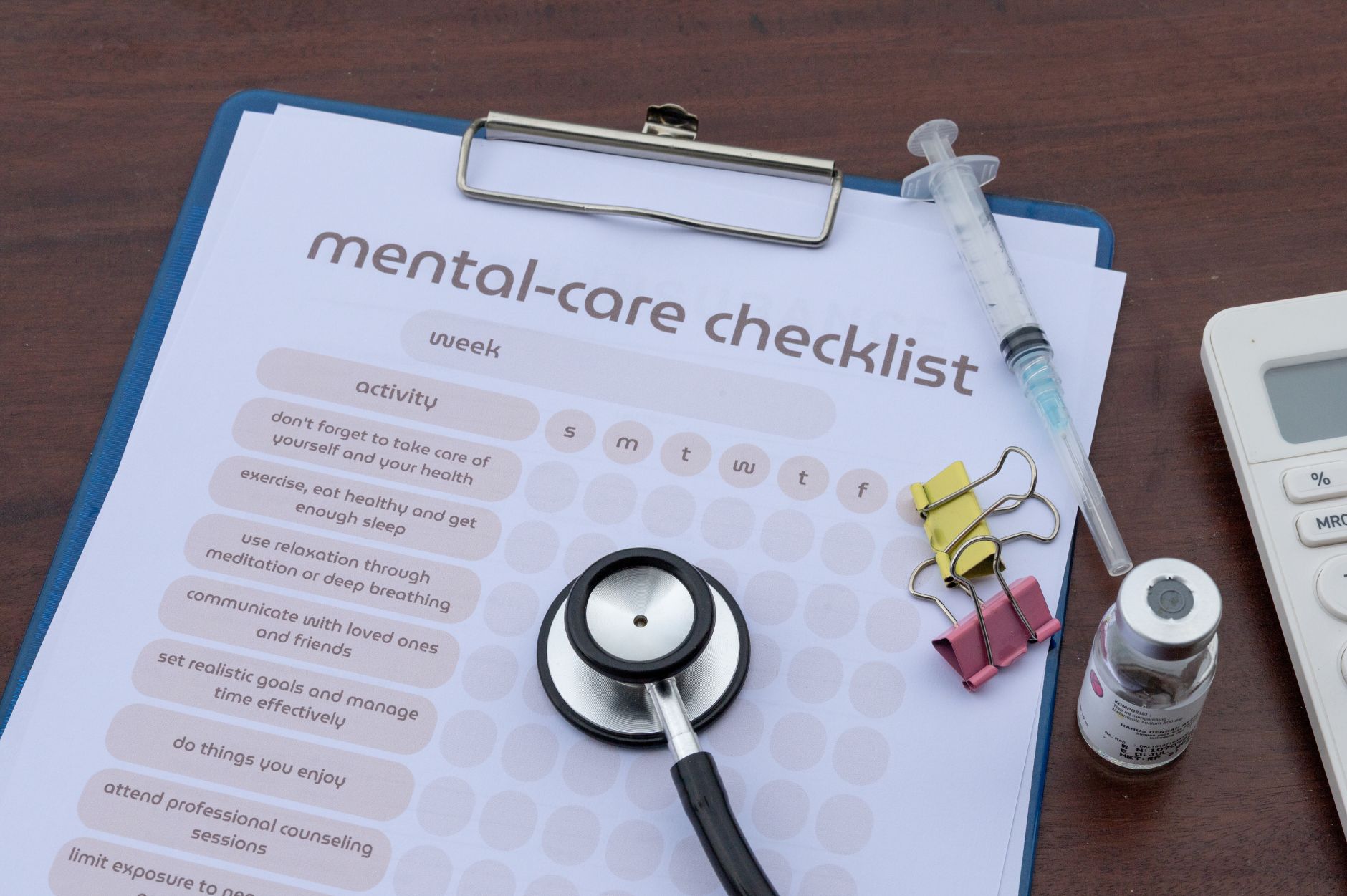 Mental health screening checklist on a clipboard