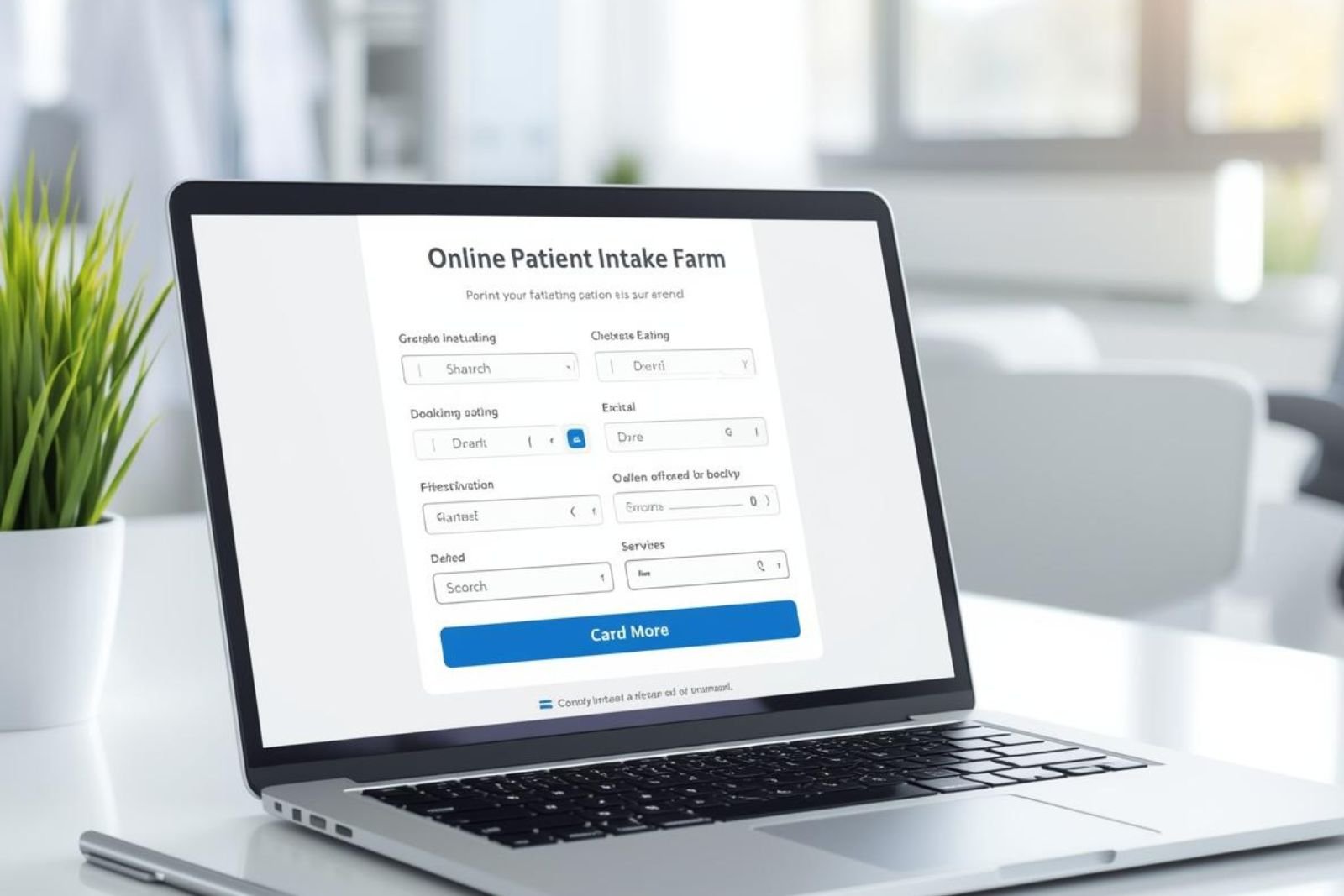 Online patient intake form on a laptop